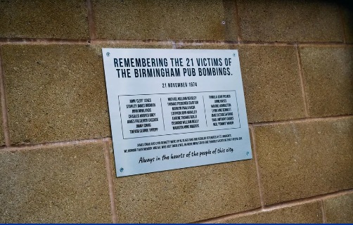 Birmingham Pub Bombings Memorial Plaque At St. Andrews