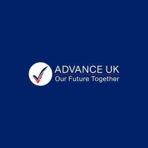 Advance UK Logo Blue Background
